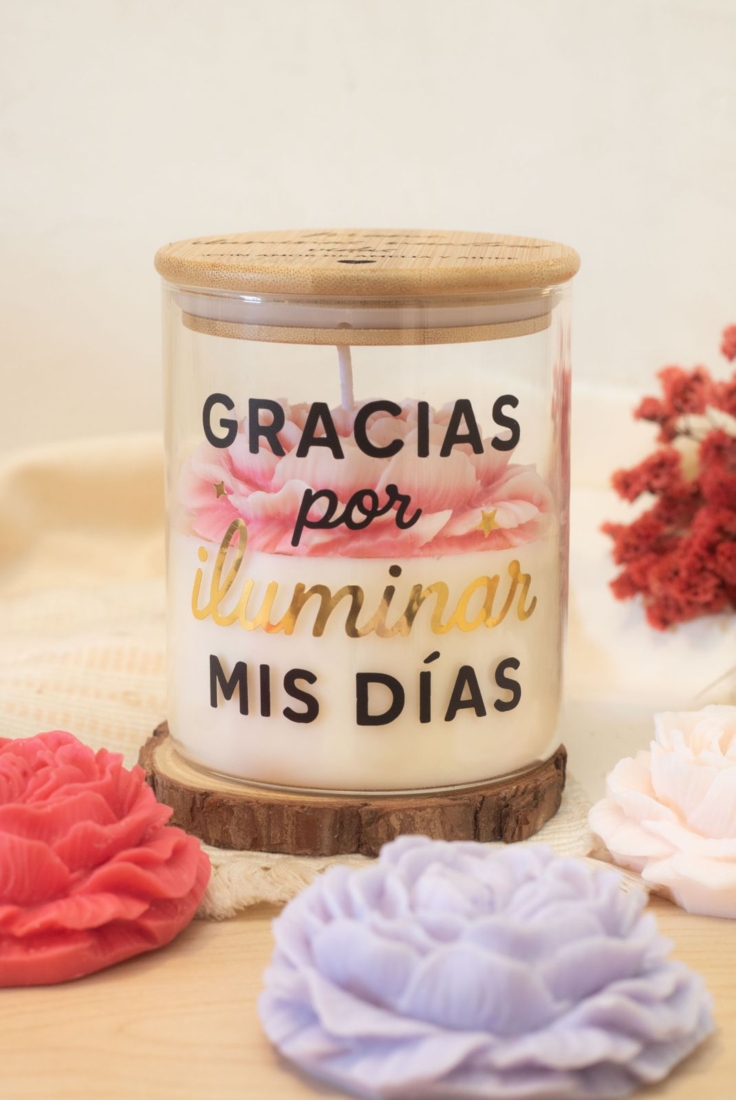 Vela Artesanal de Soja con Flor